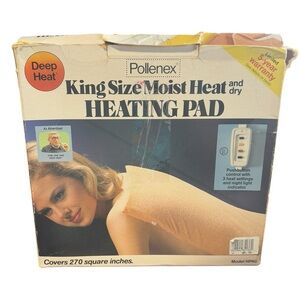 King SZ Pollenex Heating Pad Moist Dry Heat Deep NOS Vtg 3 Settings 1984